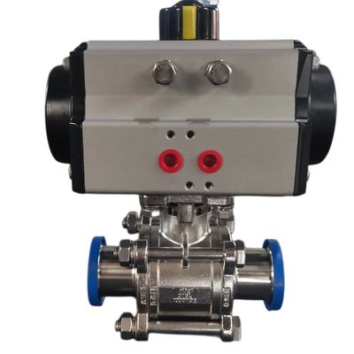 Actuated Sanitary Ball Valve with Tri-Clamp Connection, Full Port Design, and 1000 PSI WOG Rating